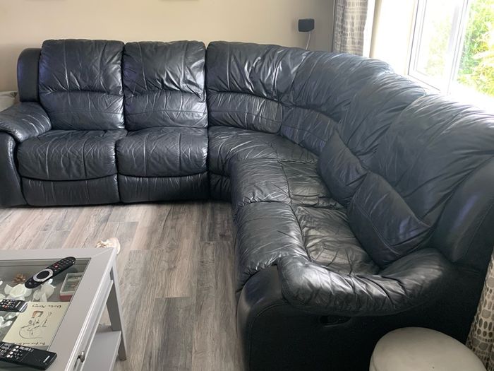 Black Leather Corner Sofa