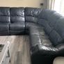Black Leather Corner Sofa Image 2