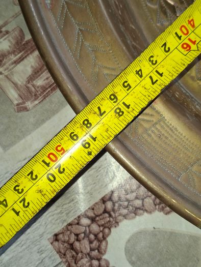 A Decorative Antique Large Hand-Engraved  Moroccan or Middle Eastern Brass Tray