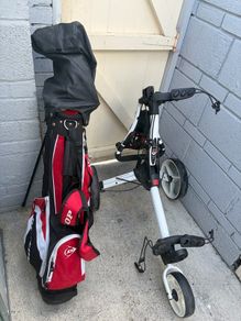 golf clubs and trolley