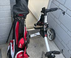 golf clubs and trolley