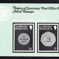 1979 Guernsey New Definitive Coins (1/2p, 1p, 2p, 4p, 5p, 6p, 7p & 8p Definitive Stamps Presentation Pack