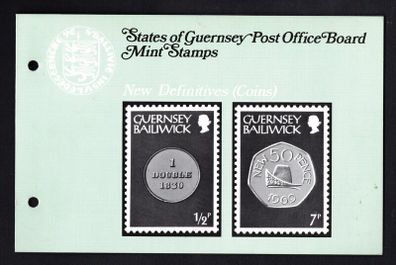 1979 Guernsey New Definitive Coins (1/2p, 1p, 2p, 4p, 5p, 6p, 7p & 8p Definitive Stamps Presentation Pack