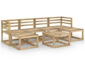 7 Piece Garden Lounge Set Green Impregnated Pinewood