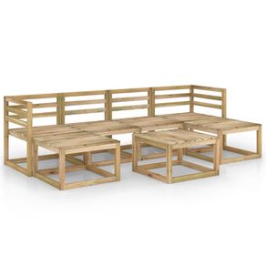 7 Piece Garden Lounge Set Green Impregnated Pinewood