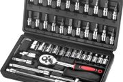 Socket Set Kit 46 Piece Socket Wrench Set 1/4 Inch Drive Ratchet Set Chrome Vanadium Tools Set Cr-V Mechanic for Car, DIY and Repair (FREE POSTAGE)