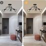 Industrial 3 Way Ceiling Light Chandelier Semi-Flush Mount E14 Base Black Metal Caged 3 Lights Ceiling Light Fixture for Bedroom Living Dining Room Hallway(Bulbs not Include) Image 6