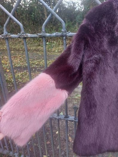 Burgundy faux fur coat (free post)