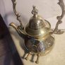 Antique Engraved Victorian Brass Hot Water Tea Kettle RARE EUC Image 8