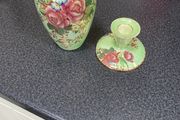 Vintage matching vase and candle holder by Maling