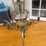 Vintage 3 arm brass chandelier with grapevine decoration. Image 7