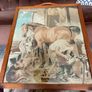 Mid 20th Century English Embroidered Tapestry Fire Screen of Blacksmith Horse and Hound Image 3
