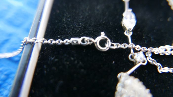 Vintage Sterling Silver 925 Multiple Cubic Zirconia Gems Necklace 5,6g length -18"