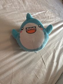 LankyBox Shark Plush Blue Stuffed Animal Toy 7" Embroidered Round 2023