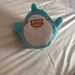 LankyBox Shark Plush Blue Stuffed Animal Toy 7" Embroidered Round 2023
