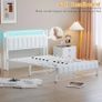 Double Bed Frame with Storage Upholstered Headboard,LED Lights,4ft6 Heavy Duty Metal Bed Frame Double Beds with Charging Station,No Box Spring Needed,Strong Steel Slats Support,White Velvet Image 4