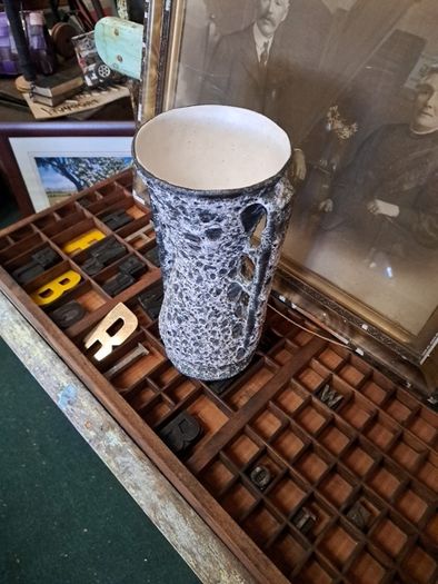 Mid Century Fat Lava Ceramic Vase