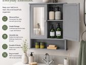 Bathroom Cabinet Mirror Double Door  Oak, Grey, White