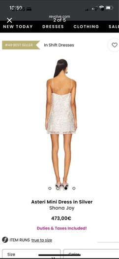 Shona Joy Mini Asteri Dress in Silver