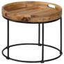 Coffee Table Solid Mange Wood and Steel 50x40 cm Image 4