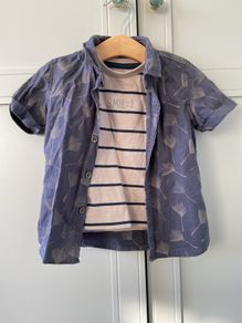 Next 2 piece short sleeved shirt & T shirt 12-18 months