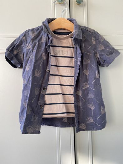 Next 2 piece short sleeved shirt & T shirt 12-18 months