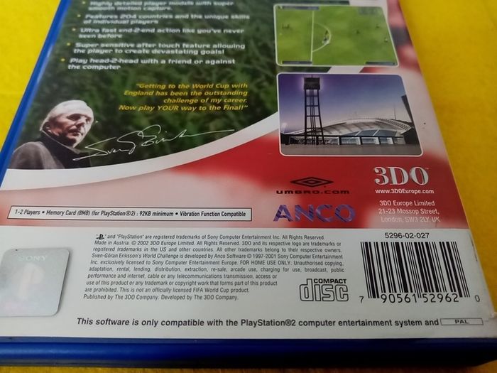 Sven Goran Eriksson s World Challenge PlayStation 2 Ps2 Games Original