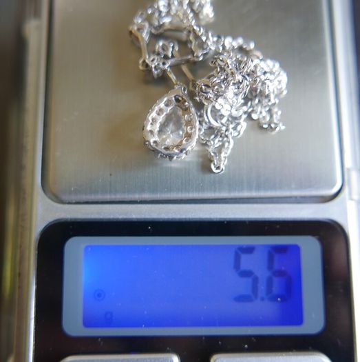 Vintage Sterling Silver 925 Multiple Cubic Zirconia Gems Necklace 5,6g length -18"