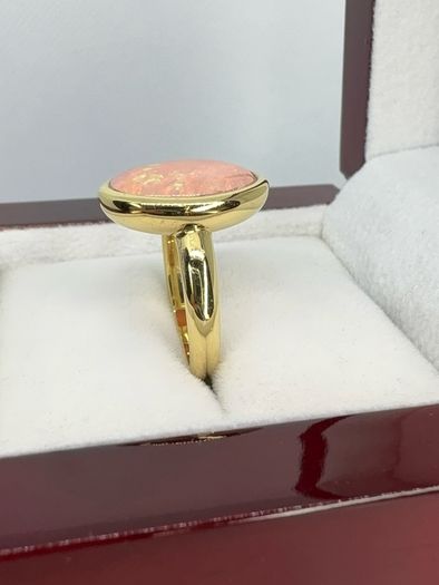 Opal Stunning Terra Opalis Gold Plated Silver Ring Padparadscha Glow