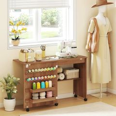 Folding Sewing Table, Rolling Sewing Cabinet