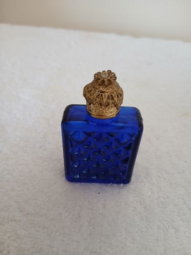 Vintage Cobalt Blue Glass Miniature Perfume Bottle