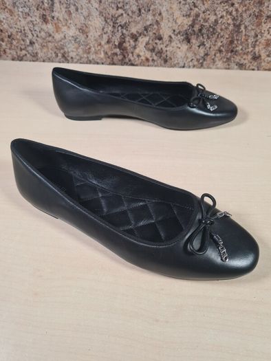 Womens Michael Kors Nori Flat Black Leather Ballet Pumps Slip On Shoes Size Uk 8 Eu 40-41 Brand New In Box