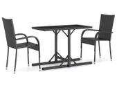 3 Piece Garden Dining Set Black