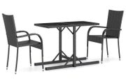 3 Piece Garden Dining Set Black