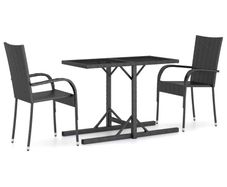 3 Piece Garden Dining Set Black