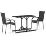3 Piece Garden Dining Set Black Image 5
