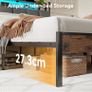 4ft6 Double Bed Frame with Storage Upholstered Headboard, LED Light & Charging Statio Image 7