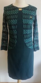 OLIMARA Ladies Dress Green Long Sleeves Lined Size UK 8-10
