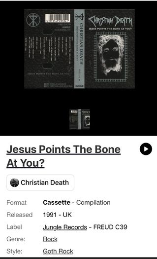 Christian Death- Jesus Points the Bone at You? cassette
