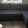Corner sofa-bed with storage, dark grey Image 3