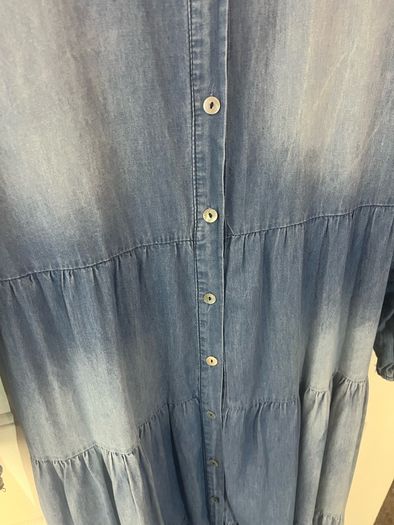 Susy Mix Soft Light Denim Tiered Dress - Size Medium / Size 12