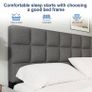 Double Bed Frame, Easy Assembly, Sturdy Wooden Slat Support, Upholstered Platform with Headboard, No Box Spring Needed, Gray Double Bed 135x190 Image 5