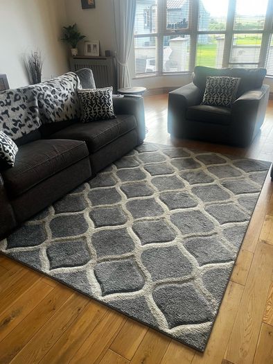 Grey and white rug