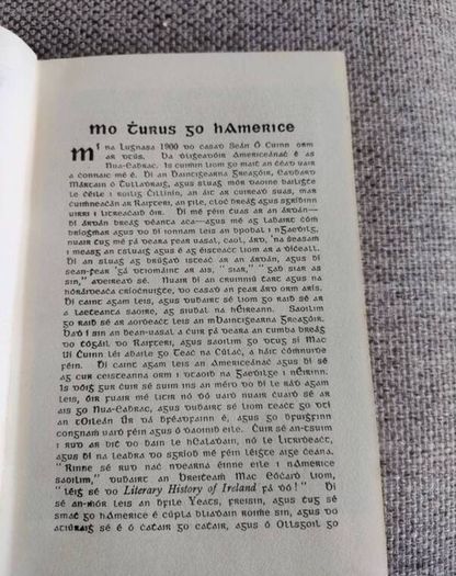 Mo Turur go hAmerice by An Craoibhin 1937 hardback with dustcover by Douglas Hyde The Little Branch and My Travels in America in good condition with some wear to the dustcover see photos and some writing on the inside page FREE POSTAGE INCLUDED