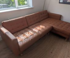 IKEA LANDSKRONA 4 Seater Chaise Sofa Tan Leather Look
