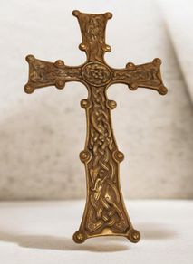 Vintage Wild Goose Studio Signed Brass Cross of Cong