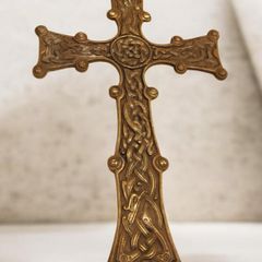 Vintage Wild Goose Studio Signed Brass Cross of Cong