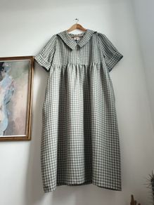 Pure Linen Gingham Dress Size Xl