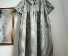 Pure Linen Gingham Dress Size Xl