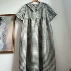 Pure Linen Gingham Dress Size Xl